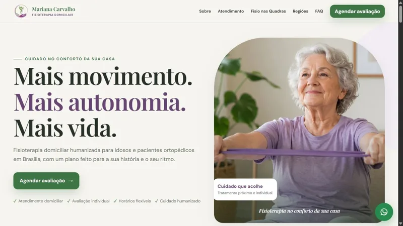 Captura real do site Mariana Carvalho